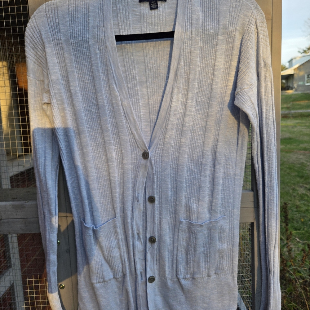American Eagle Outfitters Heather Light Blue Cardigan - Women's Large